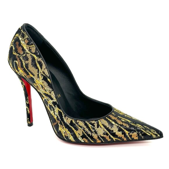 Christian Louboutin MISS Z OCELOT 100 Sequin Leopard Heels Pumps Shoes